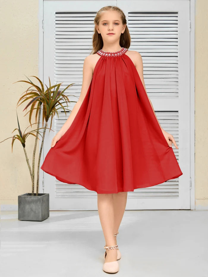Chiffon Junior Bridesmaid Dress/Girls Birthday Dresses Gidiondress