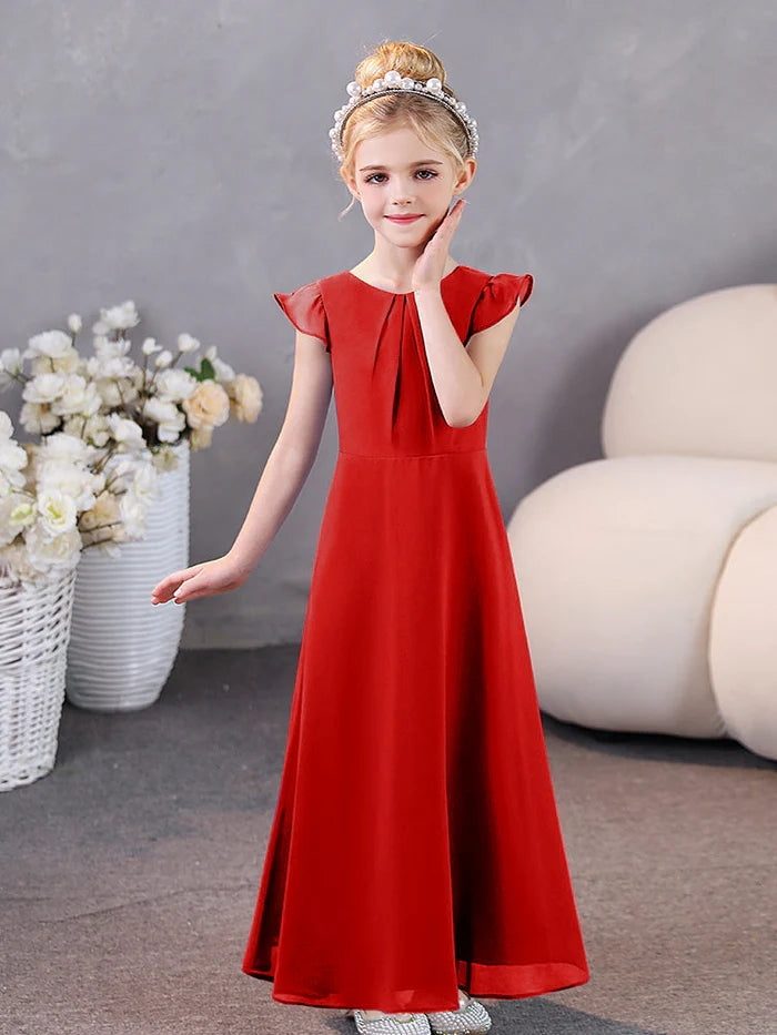 Girls Dresses Junior Bridesmaid Dress Chiffon Floor-Length Party Dresses Gidiondress