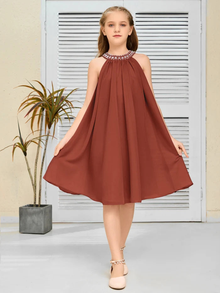 Chiffon Junior Bridesmaid Dress/Girls Birthday Dresses Gidiondress