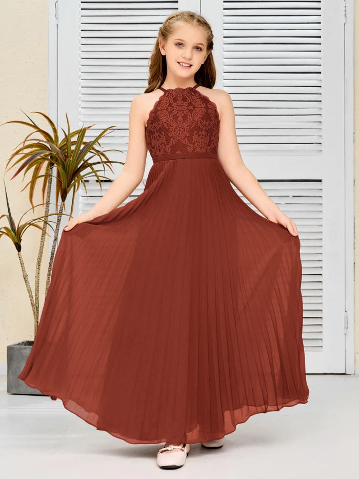 Floor-Length Lace/Chiffon Junior Bridesmaid Dress/Girls Birthday Dresses Gidiondress