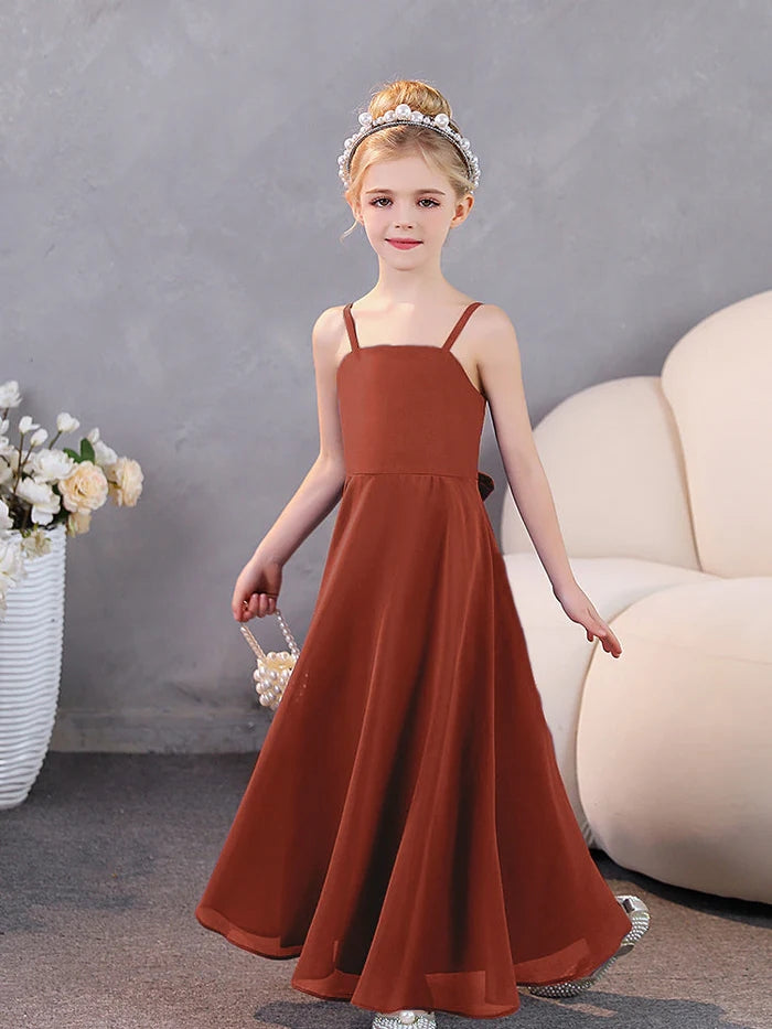 Girls Dresses Simple Chiffon Floor-Length Junior Bridesmaid Dresses Gidiondress
