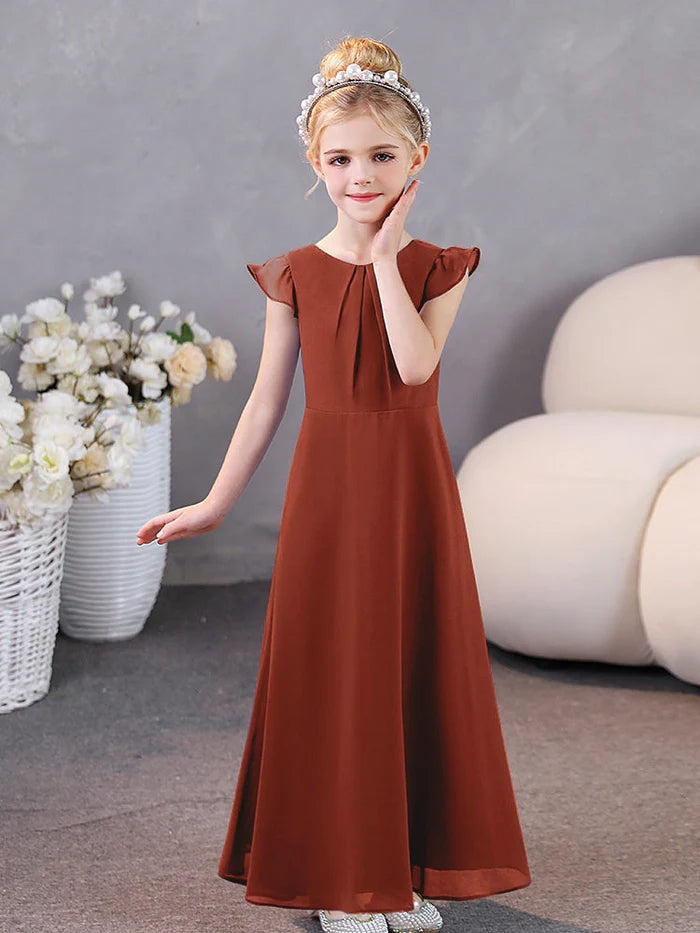 Girls Dresses Junior Bridesmaid Dress Chiffon Floor-Length Party Dresses Gidiondress