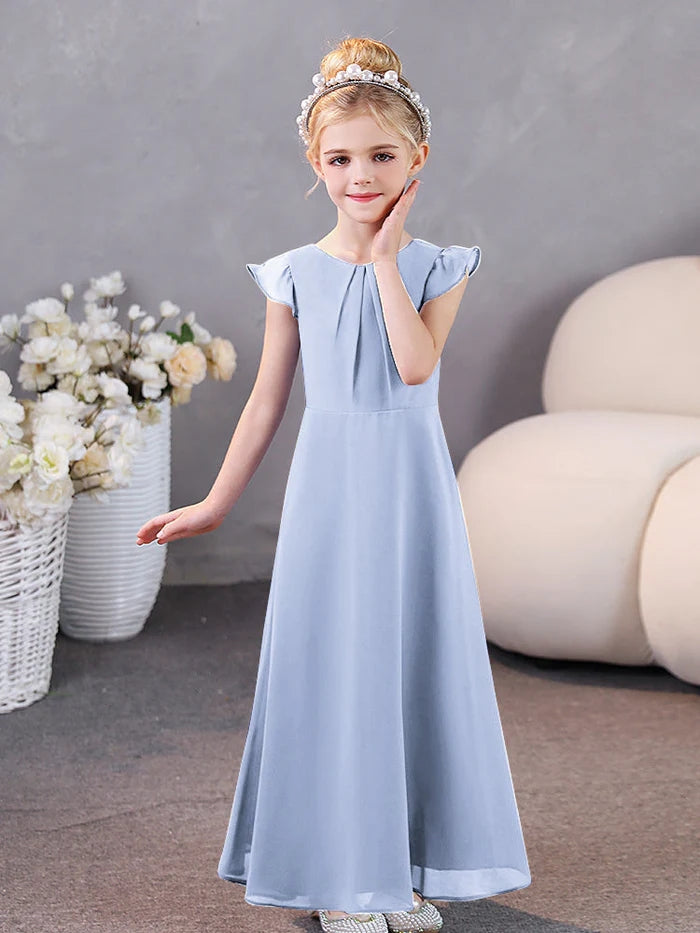 Girls Dresses Junior Bridesmaid Dress Chiffon Floor-Length Party Dresses Gidiondress Lavender 12M