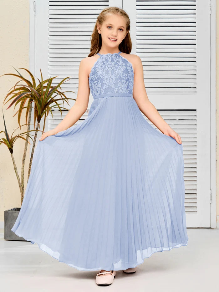 Floor-Length Lace/Chiffon Junior Bridesmaid Dress/Girls Birthday Dresses Gidiondress