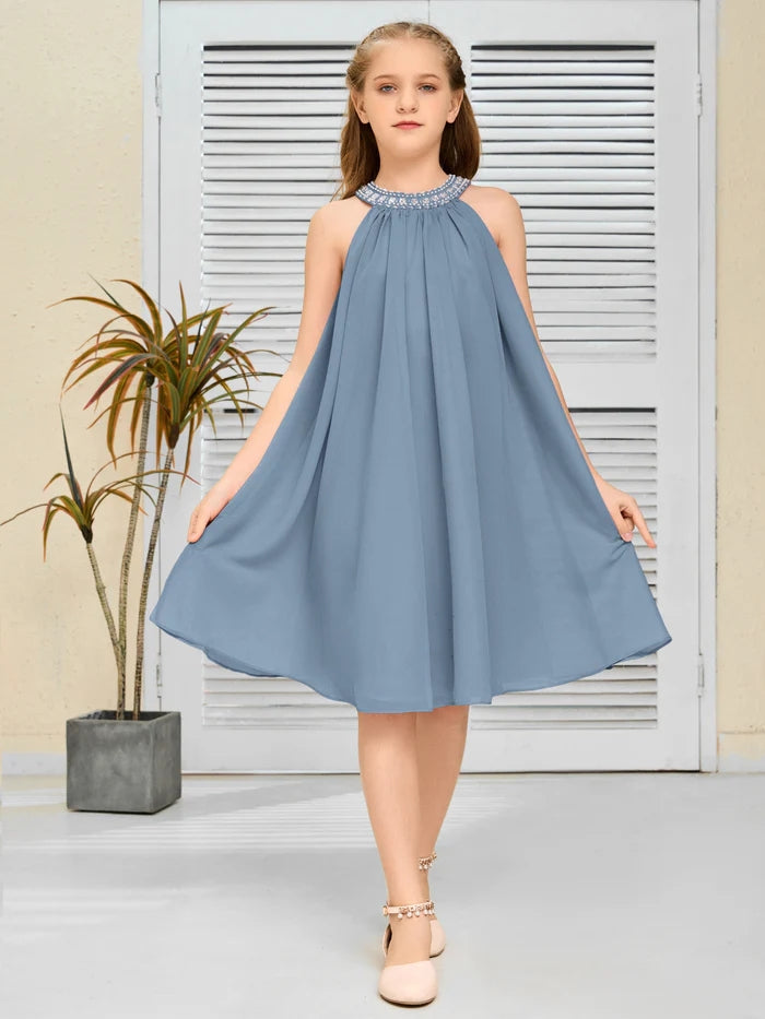 Chiffon Junior Bridesmaid Dress/Girls Birthday Dresses Gidiondress