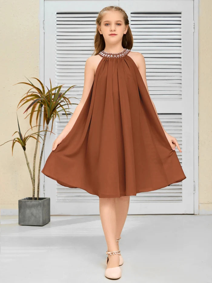 Chiffon Junior Bridesmaid Dress/Girls Birthday Dresses Gidiondress