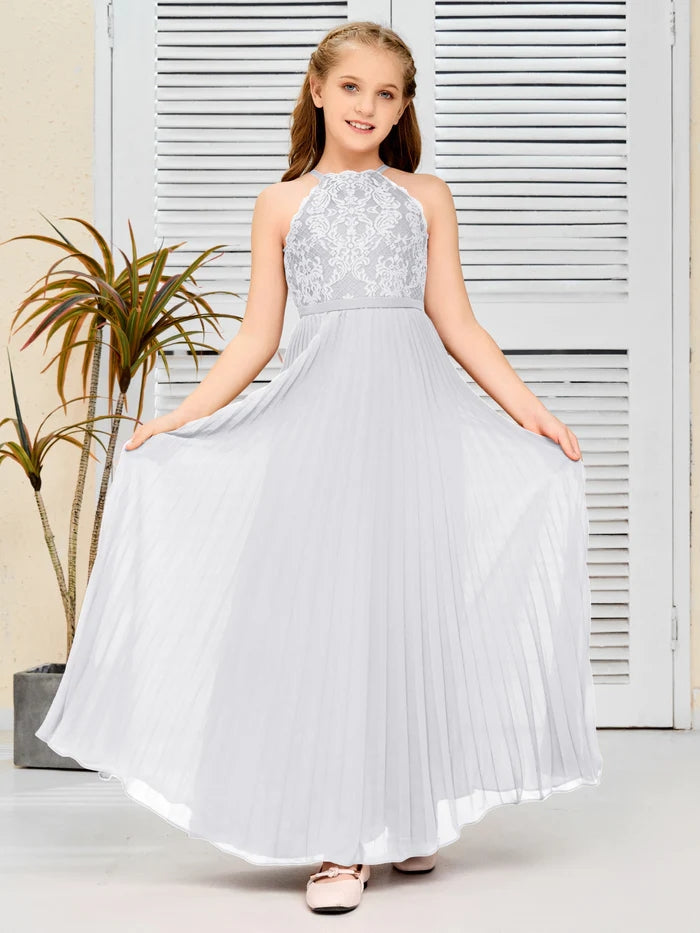 Floor-Length Lace/Chiffon Junior Bridesmaid Dress/Girls Birthday Dresses Gidiondress