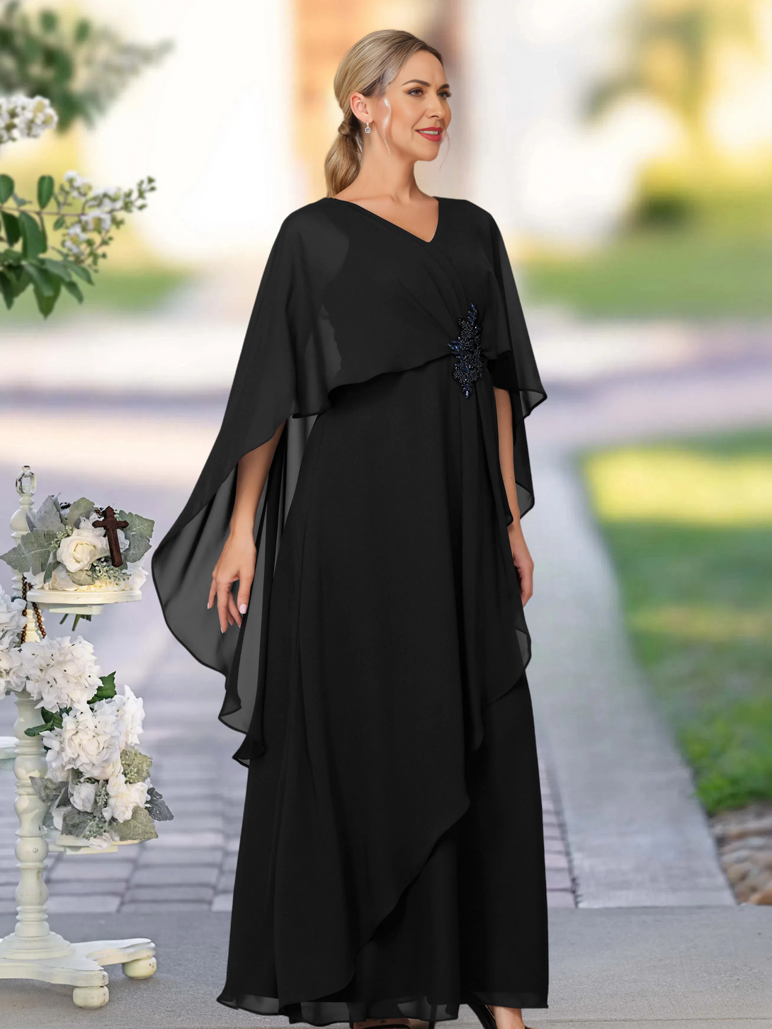 A Line Chiffon Floor Length Mother Of The Bride/Groom Dress BabaMila