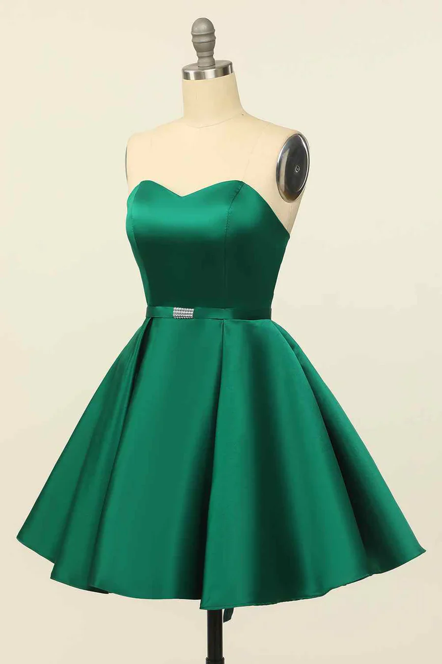 A-line Strapless Satin Mini Homecoming Dress With Beaded BabaMila
